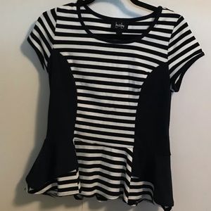 Navy & White striped shirt Sz Xl